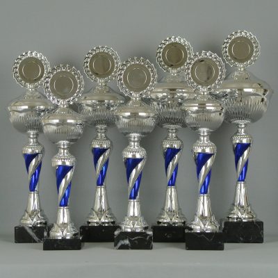 6er Serie Pokale ST54760 Ständer-Trophäen Silber-Blau inkl.Gravur 48,90 EUR 